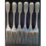 Set of 6 William IV silver table forks, Joseph & Albert Savory, London 1836, 15.25ozt