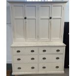 Early 20th century painted pine butler's pantry Ht 206 W 154cm D 56cm