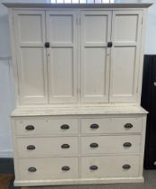 Early 20th century painted pine butler's pantry Ht 206 W 154cm D 56cm