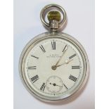 Silver A.W.W & Co Waltham Mass top wind pocket watch stamp to crown and ring (currently working)