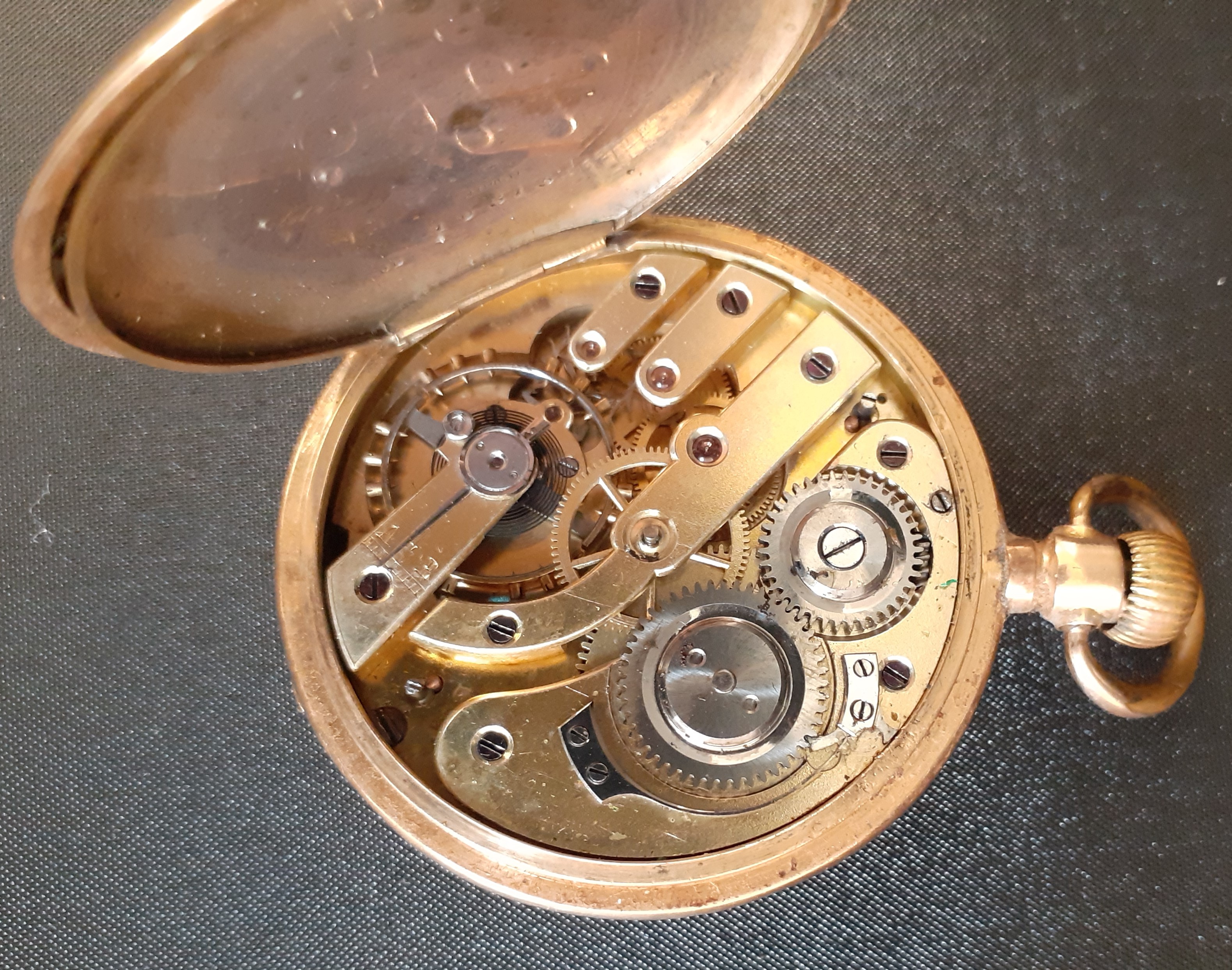 Gold plated half hunter pocket watch - Image 3 of 3