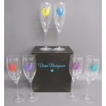 Brand new boxed set of 6 Andy Warhol Dom Perignon Champagne flutes