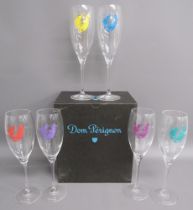 Brand new boxed set of 6 Andy Warhol Dom Perignon Champagne flutes
