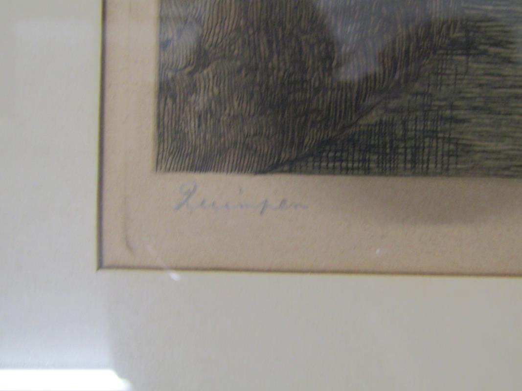 3 framed C Fitzgerald etchings - Abbeville, Luimpen? and Montrichard - all pencil signed - Bild 7 aus 10