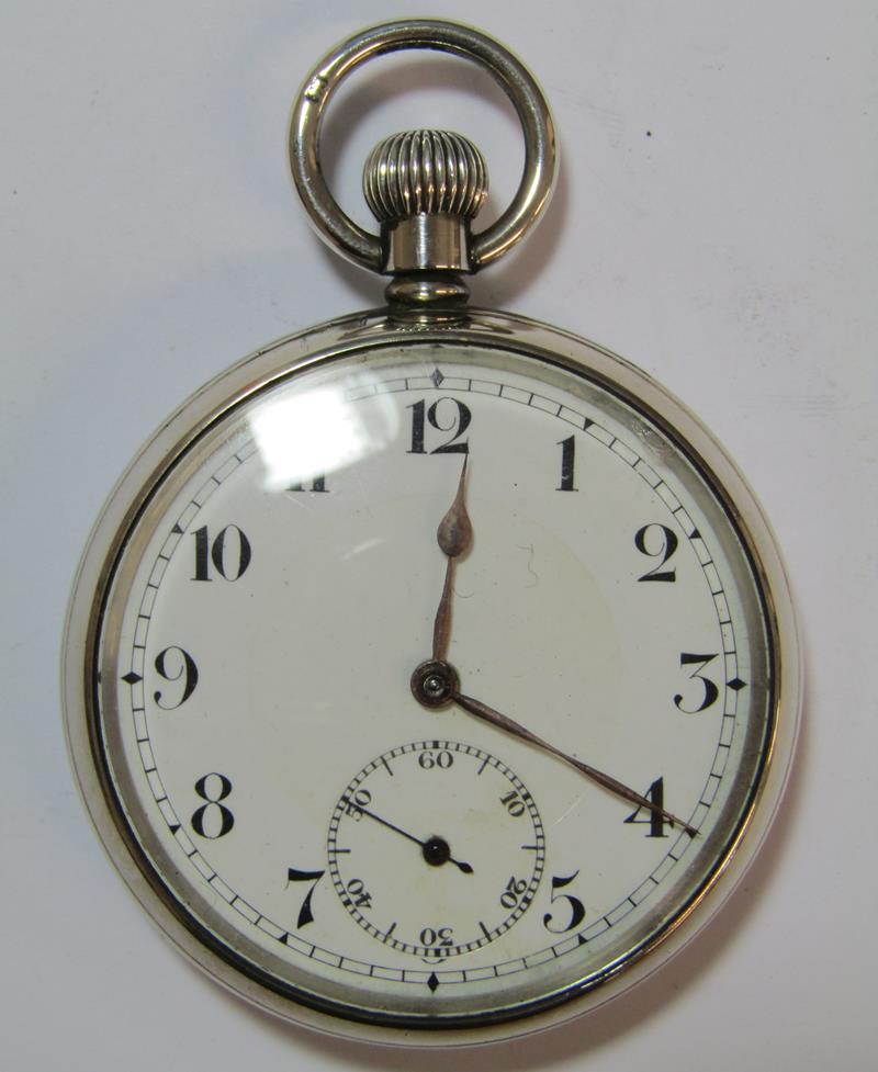 2 silver top wind pocket watches - Dennison 1928 (doesn't wind) & other back stuck but working - Image 8 of 10