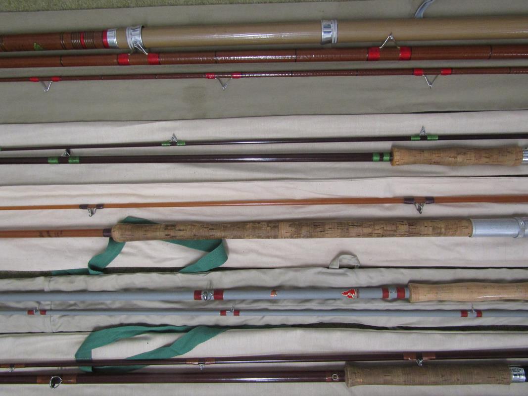 5 fishing rods and 2 plastic holders - 2 piece 8ft Milbro Pelican fibreglass spinning rod made in - Bild 3 aus 6