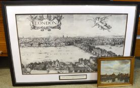 Large framed panoramic print "Long View of London from Bankside 1647", after original full view by