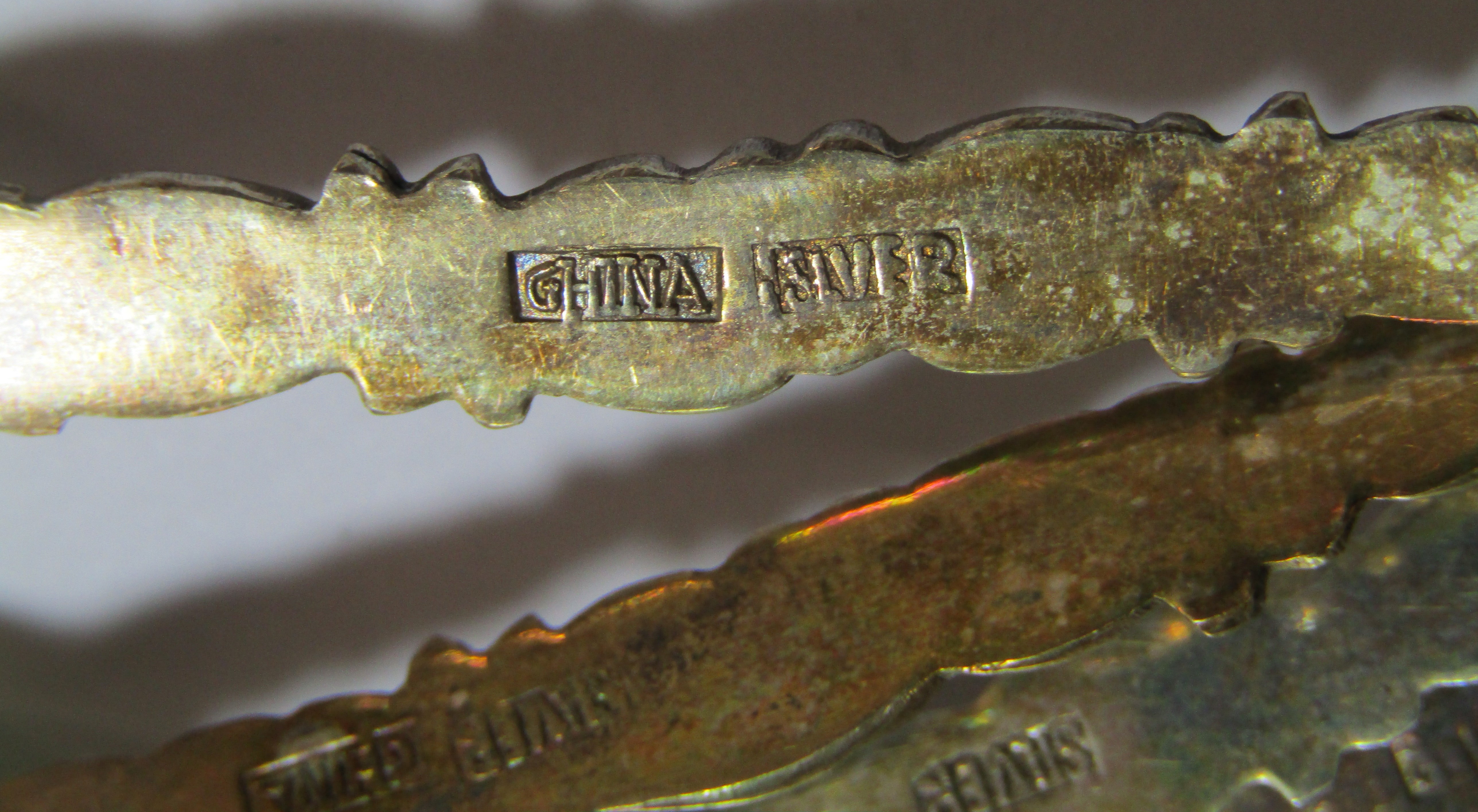 Boxed set of 6 Chinese silver spoons with decorative floral stem and set with circular jade - Image 8 of 15