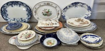 19th century & later meat dishes, miniature plates, lidded tureen & modern miniature Wedgwood