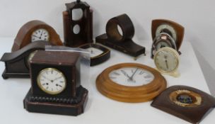 Selection of mantel / wall clocks, some for spares