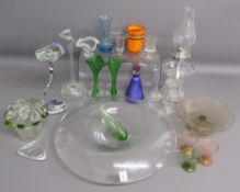 Collection of glass ware includes Victorian Bride's bank vase, small vase with wavy top & white