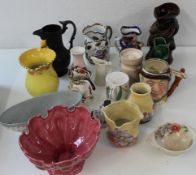 Selection of mixed ceramics including Burleigh Ware squirrel jug, Radford vases, Poole, Masons