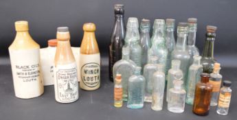 Selection of mainly Louth stoneware / glass bottles & Morton Son & Lock hot water bottle,