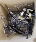 Large selection of metal stands, coat hooks, lamp shade brackets, shelf brackets