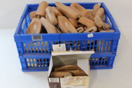 Selection of wooden shoe stretchers and shoe trees