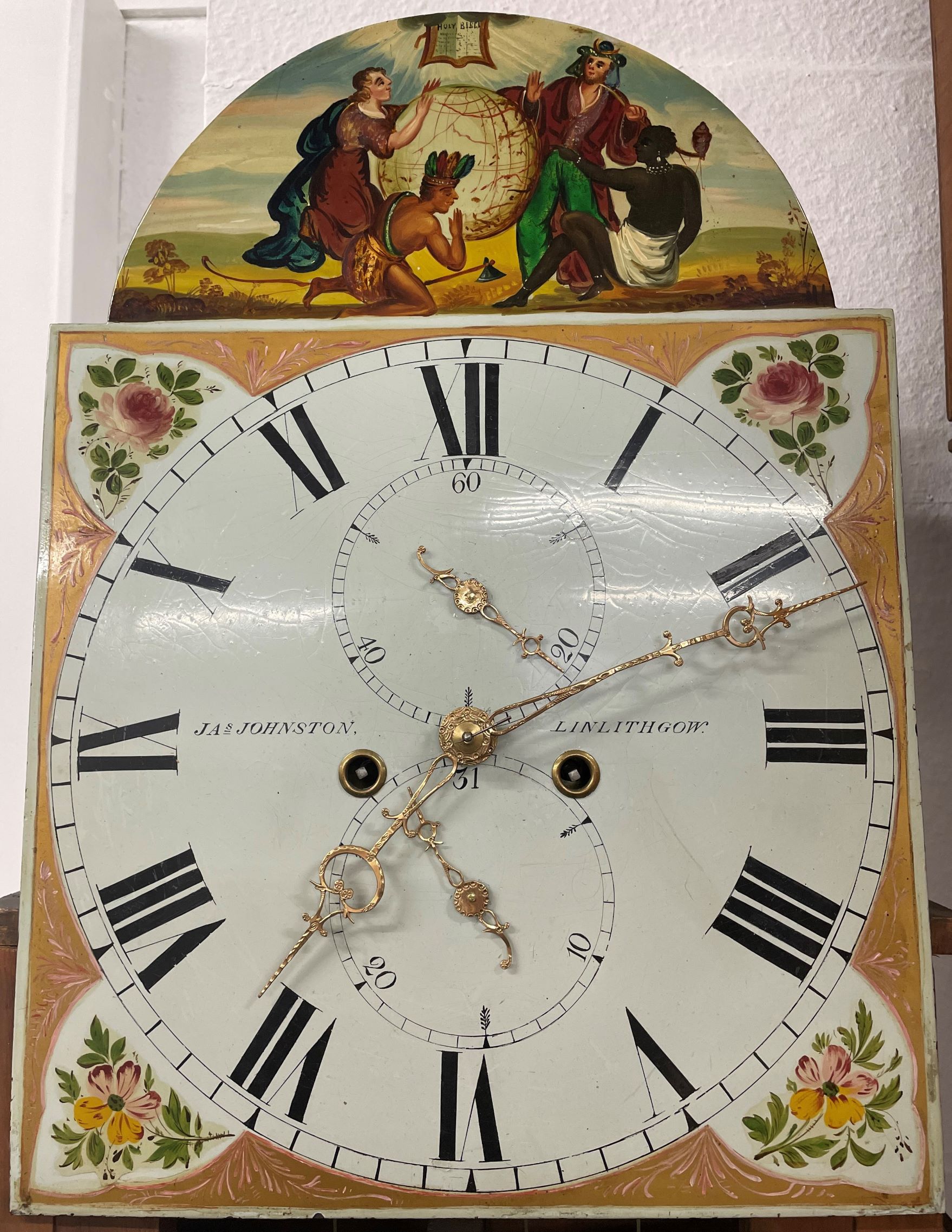 Early 19th century longcase clock by James Johnson of Linlithgow with 8 day movement in a flame - Image 6 of 8