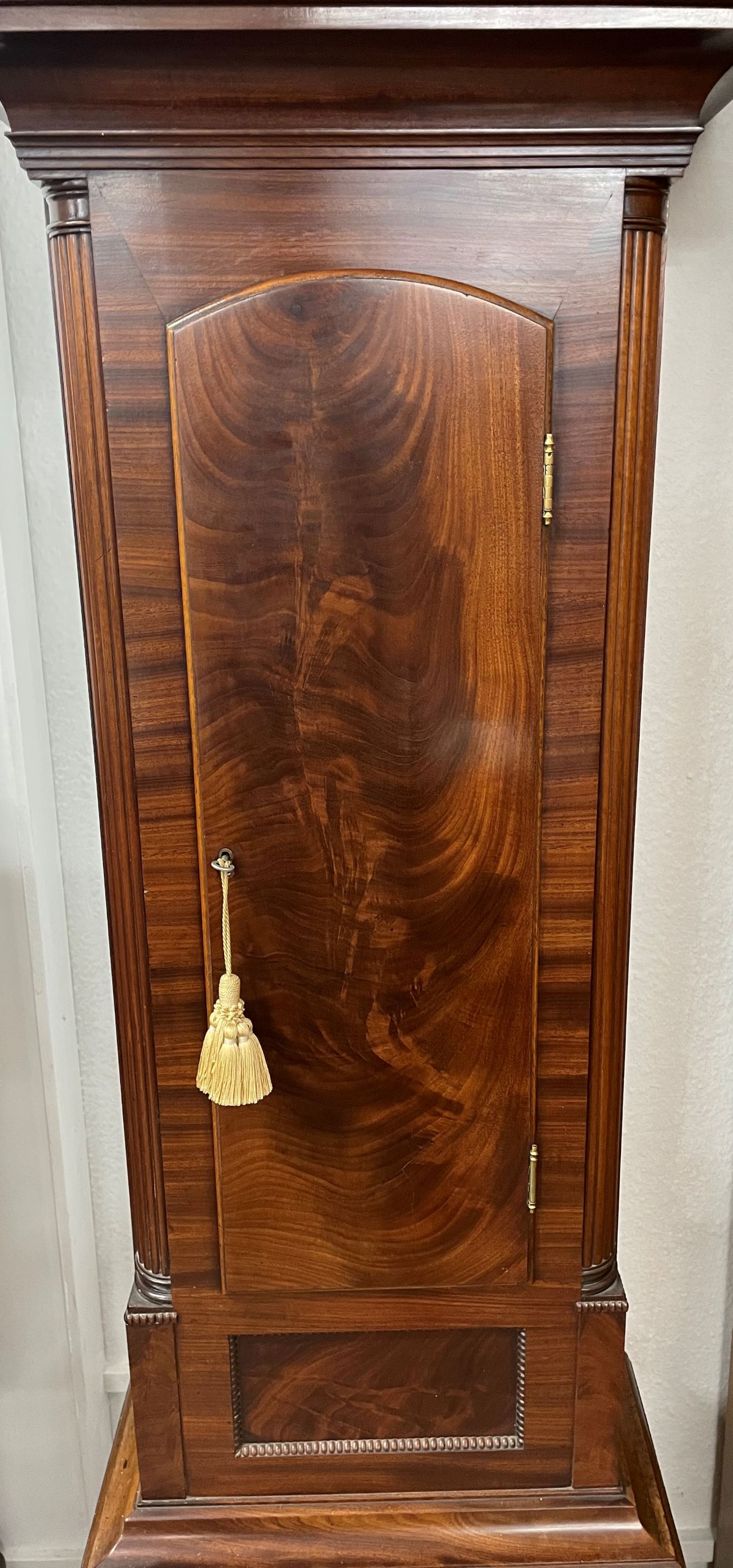 Early 19th century longcase clock by James Johnson of Linlithgow with 8 day movement in a flame - Image 2 of 8