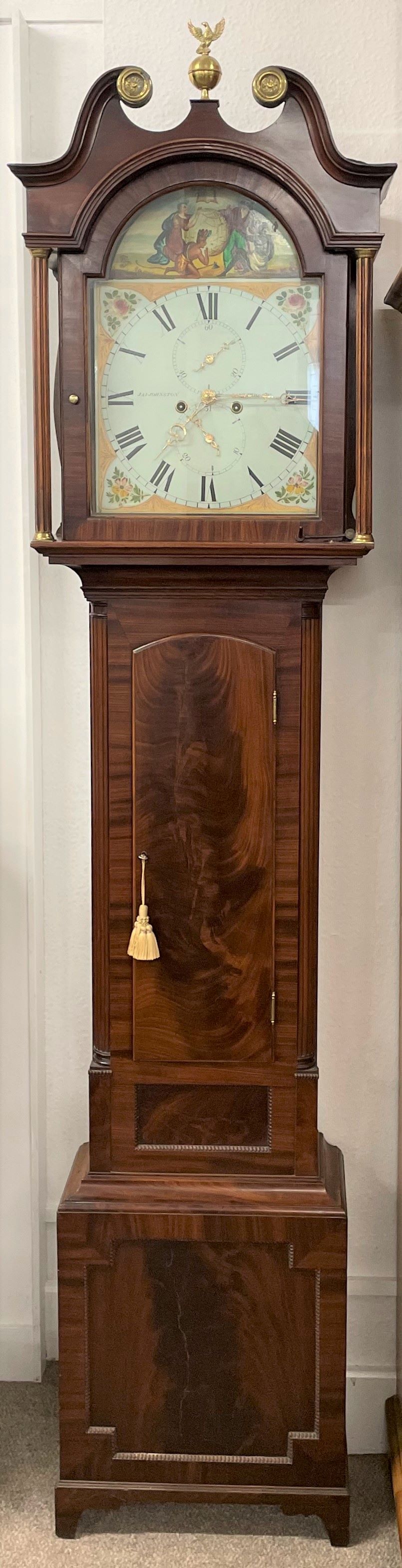 Early 19th century longcase clock by James Johnson of Linlithgow with 8 day movement in a flame