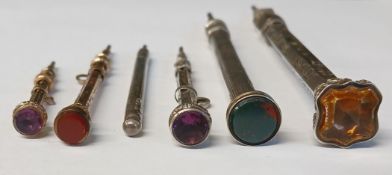 S Mordan & Co slide action pencil, two pencils with silver hallmarks - Birmingham 1894 & 1899 and