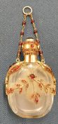 19th century scent bottle mounted with garnets Ht 6cm