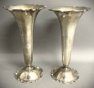 Pair of large silver specimen vases, Birmingham 1912 (one no longer weighted & 5.2ozt - estimated