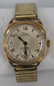 9ct gold Rone Sportsman wristwatch, working
