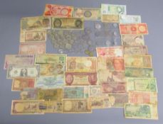 Collection of £2 coins, 50p's, crowns and foreign notes with coin folder