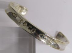Tiffany 1997 silver cuff bangle - total weight 0.6ozt