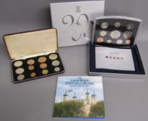 3 coin sets - 2000 United Kingdom proof set - Last ordinary and first decimal specimen coins -