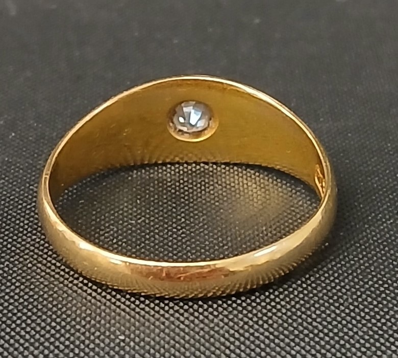 18ct gold gypsy ring set with single stone diamond, size N, 3.6g - Image 3 of 3
