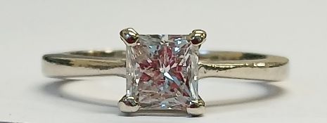 14k white gold diamond solitaire ring, approximately 0.53ct, size L, 3.29g