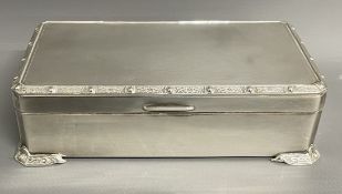 Silver cigarette box with wooden lining Birmingham 1969 17.5cm by 9.5cm Ht 5cm