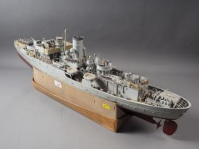 A remote controlled model K89 HMS Guillemot patrol vessel, 34 1/2" long (no controller)