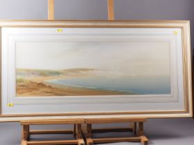 I Shalahan: watercolours, view of Christchurch Bay, 11" x 32", in gilt decorated frame