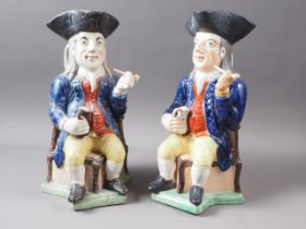 Two thin man Toby jugs, 10" high