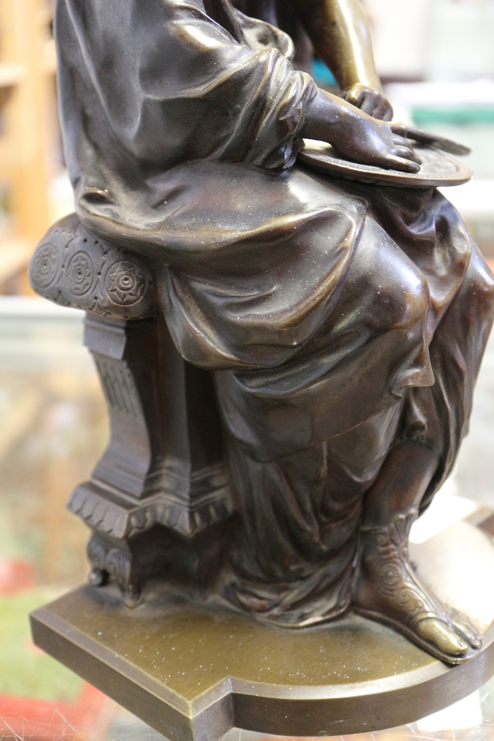Etienne Henri Dumaige: a 19th century bronze figure of Salome with dagger and dish, 12 1/2" high - Image 7 of 11