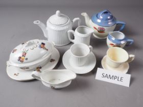 A miniature Japanese teaset and various doll's house china, etc