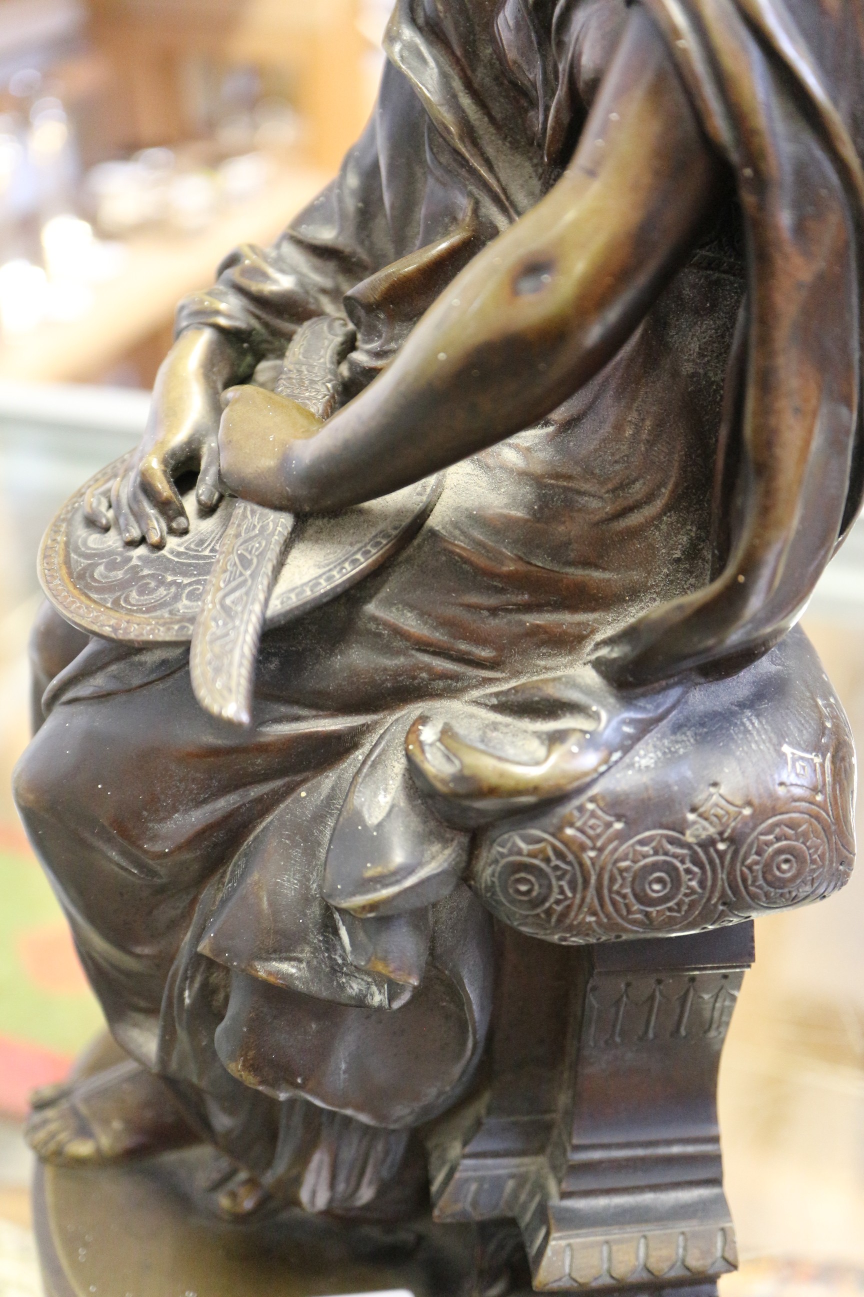 Etienne Henri Dumaige: a 19th century bronze figure of Salome with dagger and dish, 12 1/2" high - Image 6 of 11