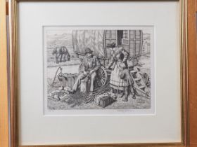 Stanley Anderson RA RE CBE: a signed limited edition engraving, "The Clothes Peg Maker"