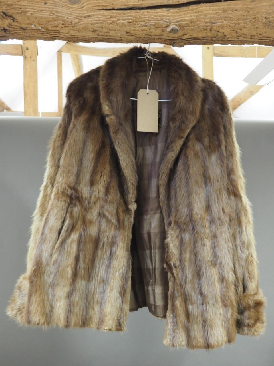 A fur coat, a similar fur cape, various designer style handbags, a leather travelling suitcase, - Image 3 of 4