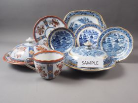 An early 19th century Davenport Stone China proto willow pattern part teaset and similar wares