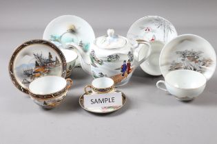 A large collection of Oriental eggshell ceramics, some teacups with lithophane bases