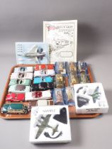 A collection of toy cars, aeroplanes and a number of Del Prado soldiers