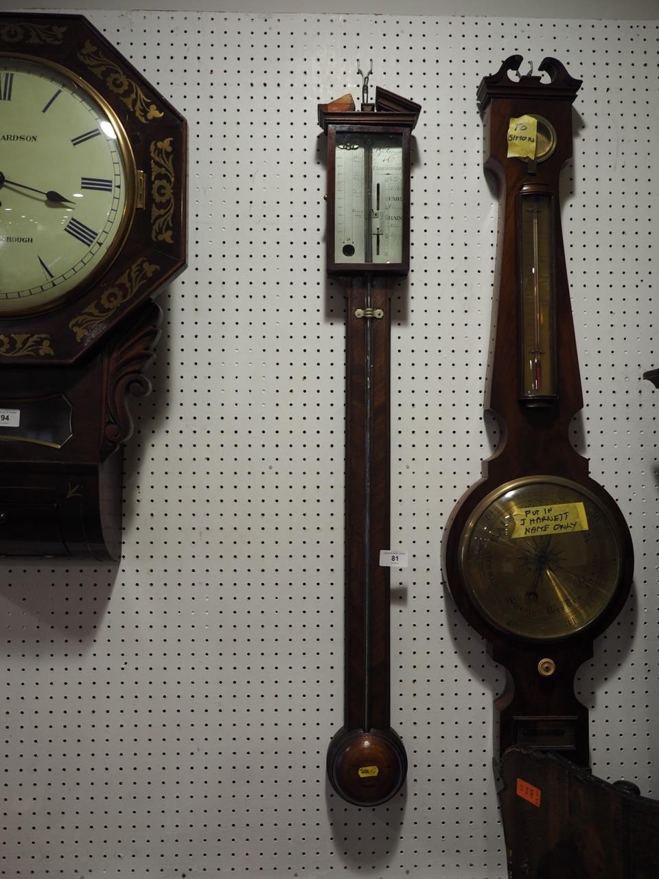 A 19th century mahogany cased stick barometer by P G Tarone & Co, Cambridge, 37" high