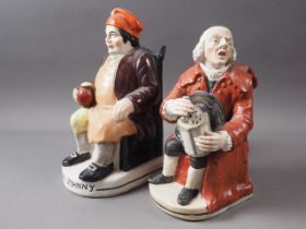 A 19th century Enoch Wood Staffordshire "Watchman George" jug, 8" high, and a similar "Souter