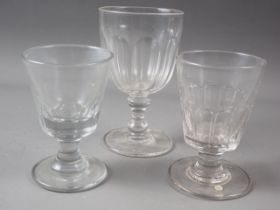 A 19th century glass goblet, 6 1/4" high, and two similar goblets
