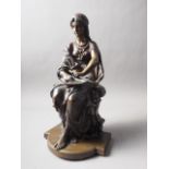 Etienne Henri Dumaige: a 19th century bronze figure of Salome with dagger and dish, 12 1/2" high