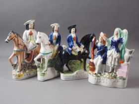 Two 19th century Staffordshire figures, "Tom King", a 19th century figure, "Dick Turpin", and a 19th