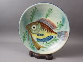 A Portuguese fish decorated dish, 13 1/2" dia