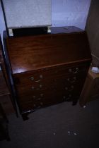 An Edwardian mahogany and satinwood banded fall front bureau, fitted four drawers, 30" wide x 14"